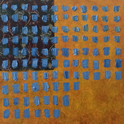 Abstact number 1. oil paint on soft funishing fabric 1m x 1m. 2022