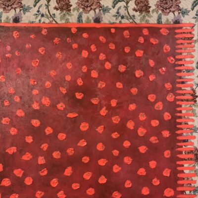 Abstract number 2 oil paint on soft funishing fabric 1m x 1m 2022