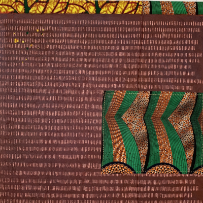 Abstract number 5. oil paint on african printed material. 1m x 1m. 2024.
